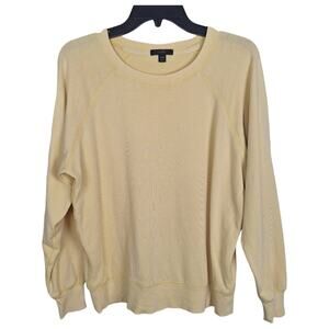 J. Crew Light Yellow Pullover Long Sleeve Scoop Neck Sweater 100% Cotton XXS